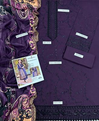 3 Pcs Women's Unstitched Embroidered Suit