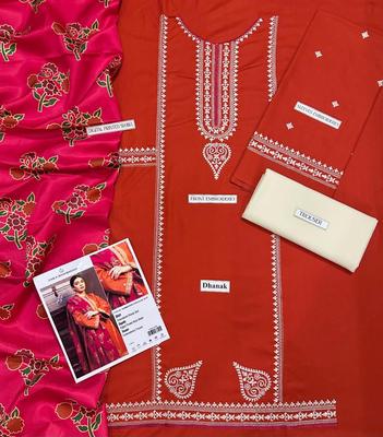 3 Pcs Women's Unstitched Embroidered Suit