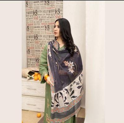 3 Pcs Women's Unstitched Embroidered Suit