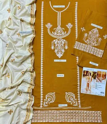 3 Pcs Women's Unstitched Embroidered Suit