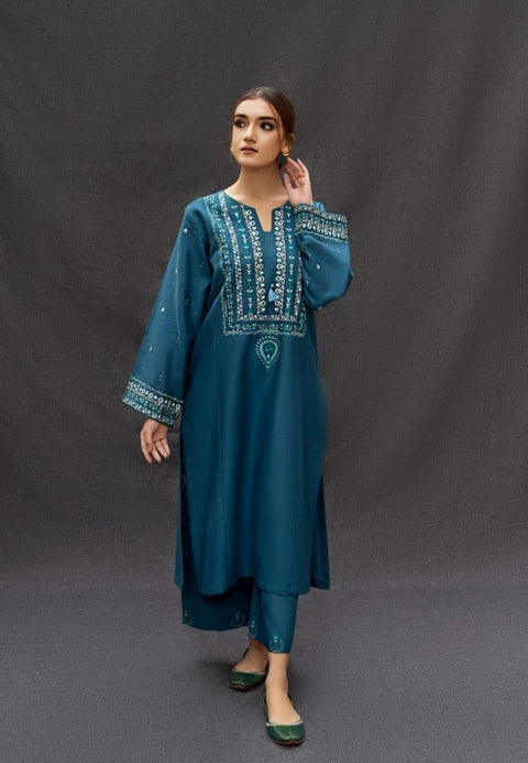 2 Pcs Women's Unstitched Embroidered Suit