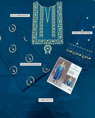 2 Pcs Women's Unstitched Embroidered Suit