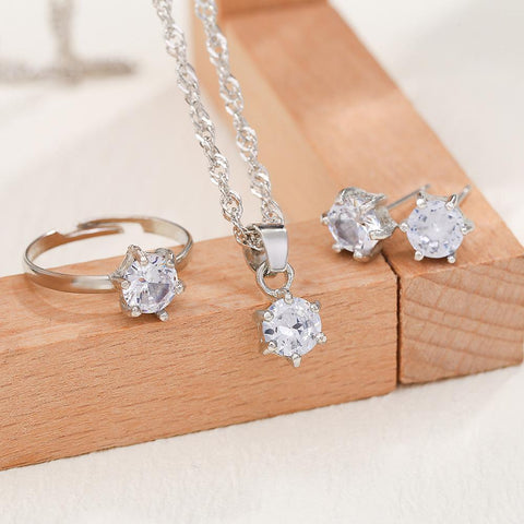 Silver Plated Zircon Necklace Set