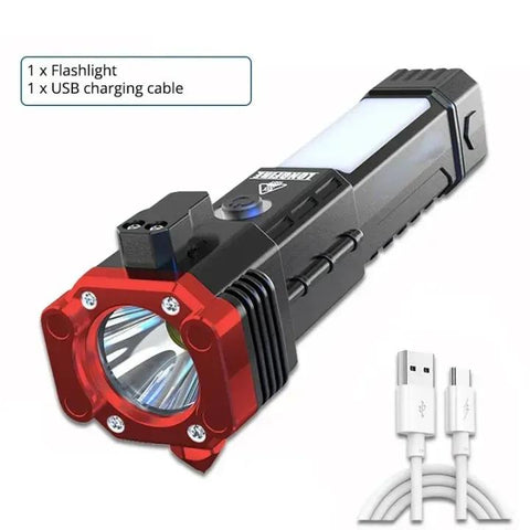 Rechargeable Flashlight with Safety Hammer